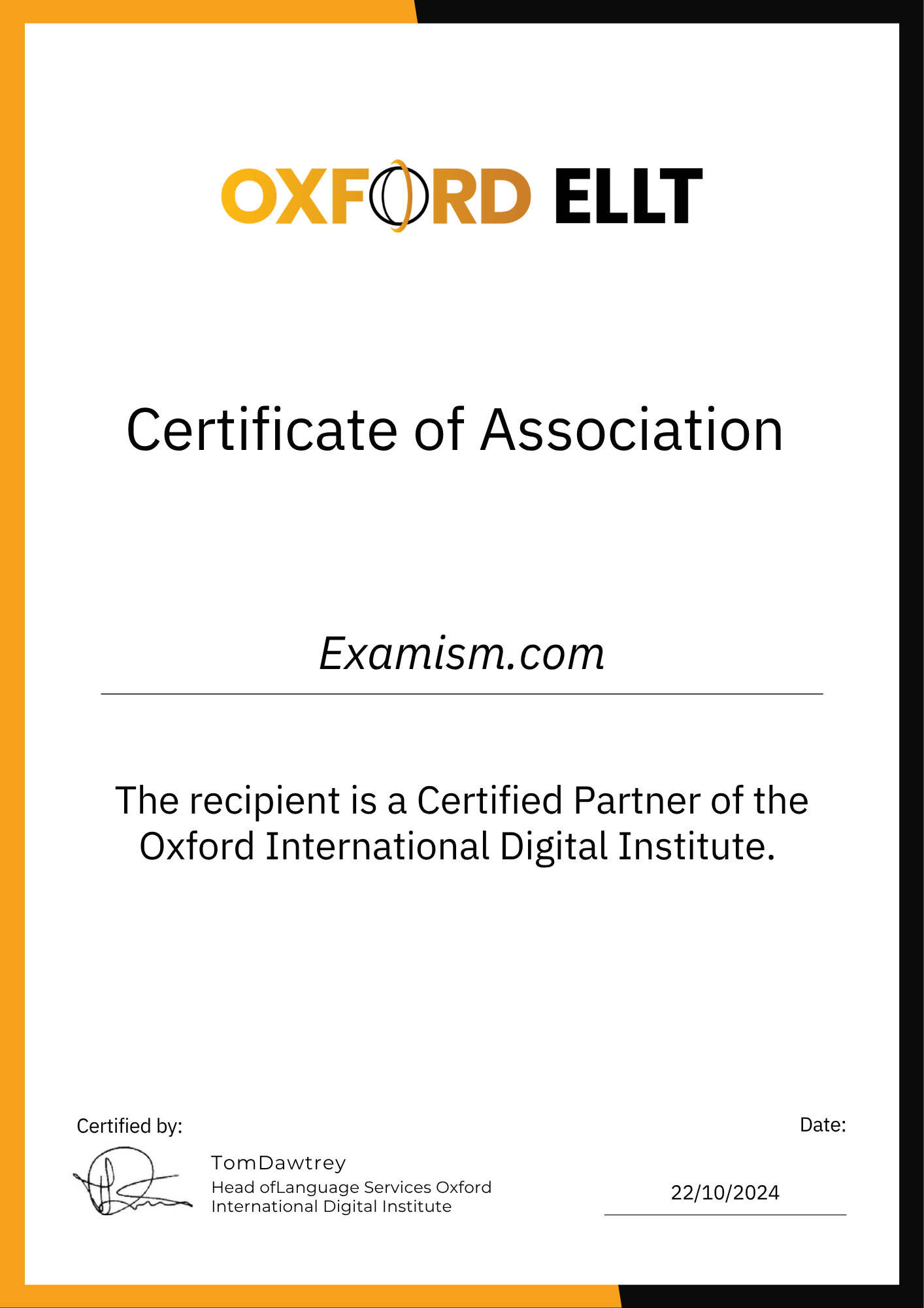 Oxford Certificate