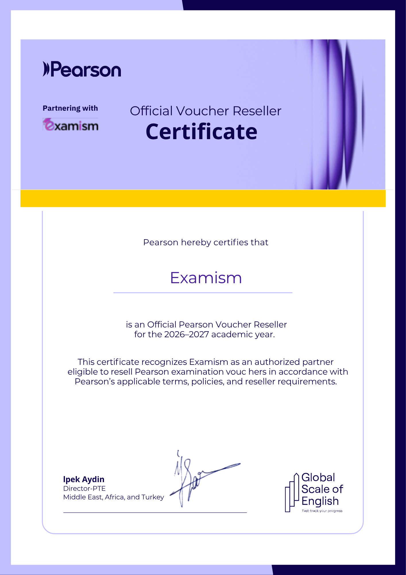 PTE Certificate